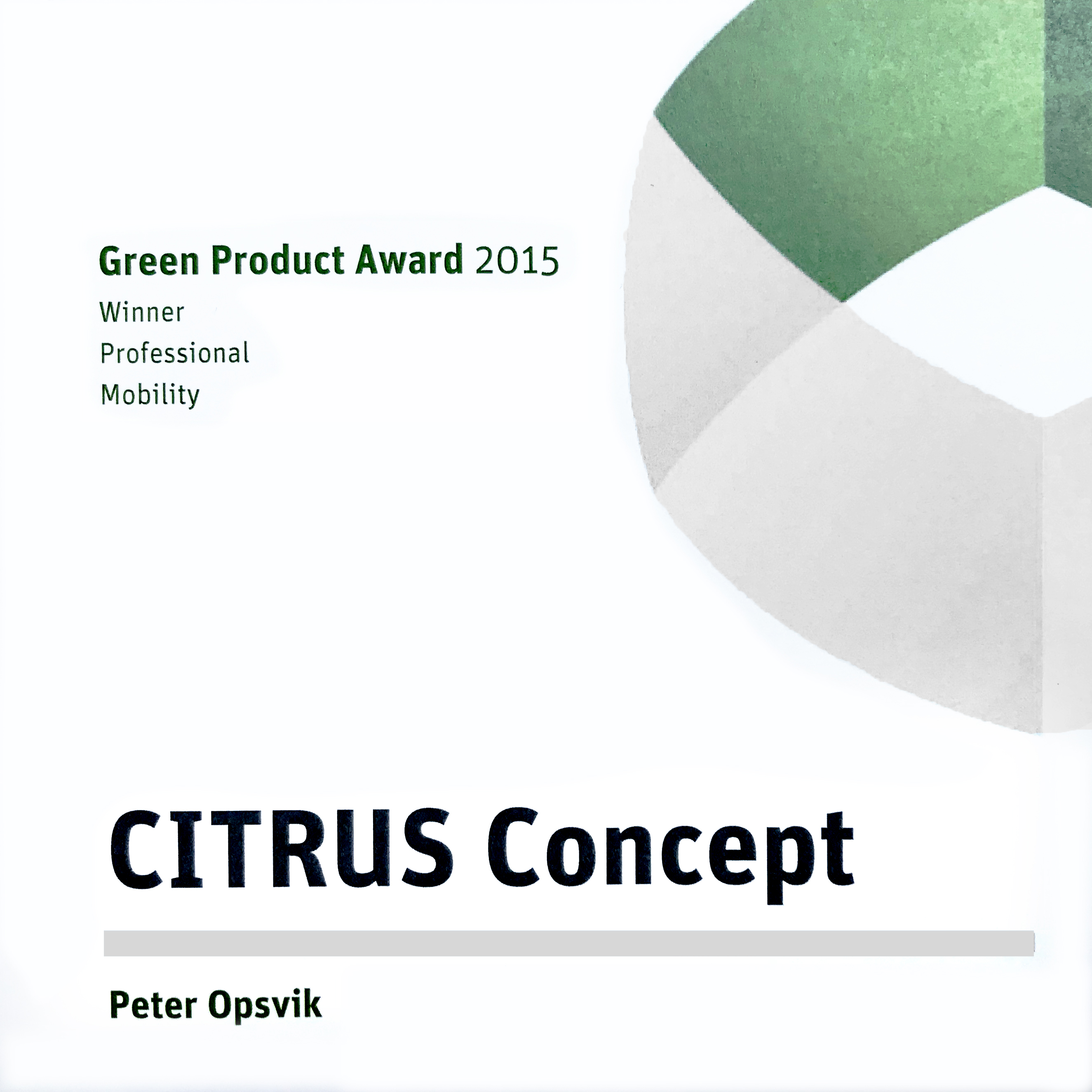 Green Product Award 2015 diplom Green Product Award 2015 diplom